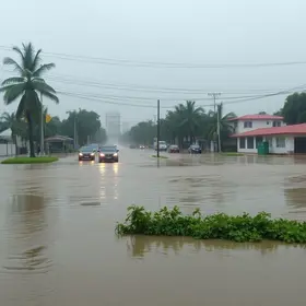 chuva forte alaga Parque do Povo