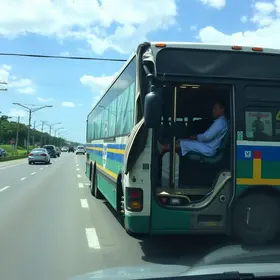 caminhão danifica ônibus